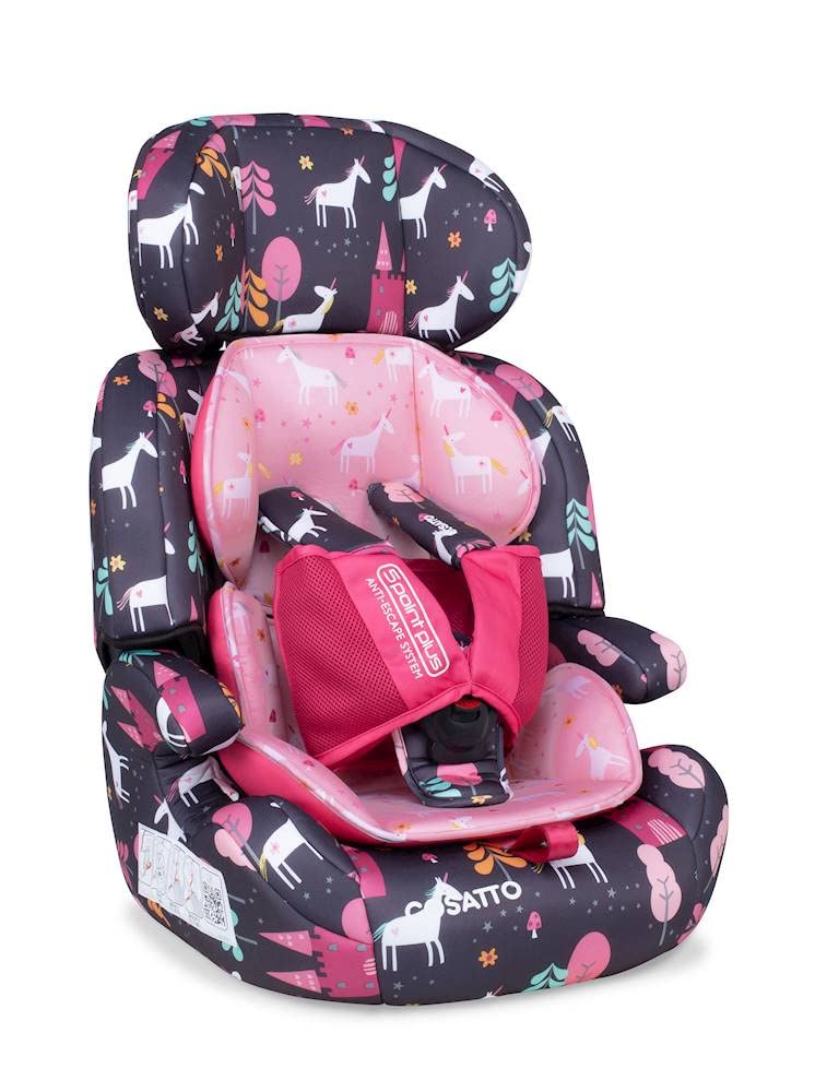 Cosatto Zoomi Toddler Car Seat & Booster Seat | 9 Months-12 Years | 5 Point Anti-Escape Harness, Adjustable Headrest, Removable Washable Covers - Forward Facing for Group 123 (Unicorn Land)