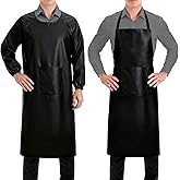 KOYICODI Waterproof Apron Sleeved Apron For Kitchen BBQ & Workshop - 2 Pack Heavy Duty Oil-Resistant With Large Pockets Adjustable Straps for Men & Women Waterproof Aprons for Dishwashing