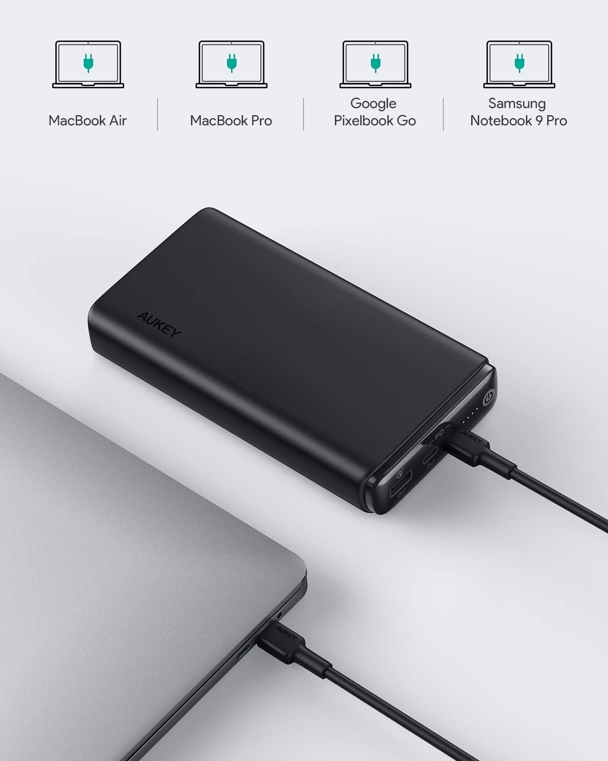 AUKEY USB C Power Bank 26800mAh, 60W PD Portable Charger with Quick Charge 3.0, Battery Pack Compatible with MacBook Pro/Air, iPhone 11 Pro/XS, USB C Laptop, Nintendo Switch, Tablet, Samsung and More: Home Audio & Theater