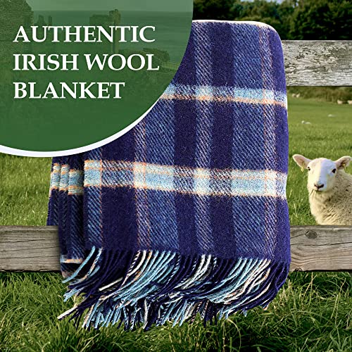 Genuine Irish, 100 Wool Throw & Toss Blanket, Traditional Plaid Print
