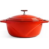 Lodge USA Enamel 4.5 Qt Enameled Cast Iron Dutch Oven - Cast Iron Cookware - Dutch Oven Pot with Lid - Cherry On Top Color - 4.5 Qt Capacity