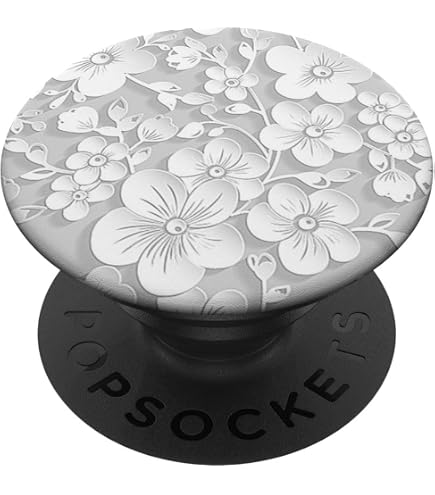 thumbnail image 2 of White Dogwood Flower Pattern Green Black & White PopSockets Swappable... 2 of 10