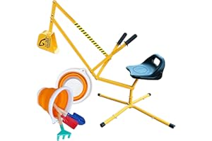 JUMP TASTIC TRAMPOLINE Sand Digger Sandbox Digger Toy, 360°Rotating Base, Sturdy Stable Steel Frame Structure-Metal Bucket, Kids Digger Excavator Digging Toys Excavator Ride on Beach Toys, Ideal for Sand Sandbox Beach Snow