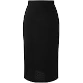 winkbay Women's Elegant Bodycon Pencil Skirt High Elastic Waist Work Office Dressy Skirts