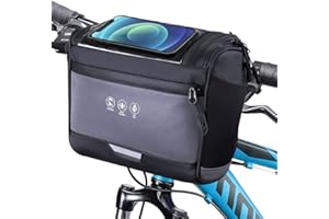 WOTOW Bike Front Handlebar Bag, Reflective Bicycle Handlebar Basket Bags Water-Resistant Storage Pannier for Bike Touchable T