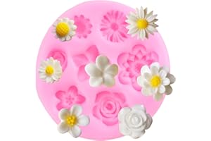 YIHUOMOLDS Flower Fondant Cake Molds Daisy Flower Candy Silicone Mold for Cake Decorating Cupcake Topper Chocolate Candy Gum 