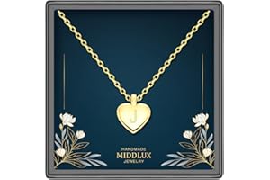 MIDDLUX Heart Initial Necklaces for Women Girls, Unique Personalized Gifts for Her, Letter Double Side Engraved Love Pendant Necklace, Minimalism Style Jewelry for Everyday Wear