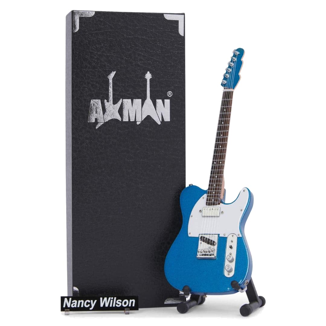 Axman Nancy Wilson Miniature Guitar Replica - Music Gifts - Handmade Ornamental 1/4 Scale - Display Box, Name Tag and Miniature Guitar Stand Included