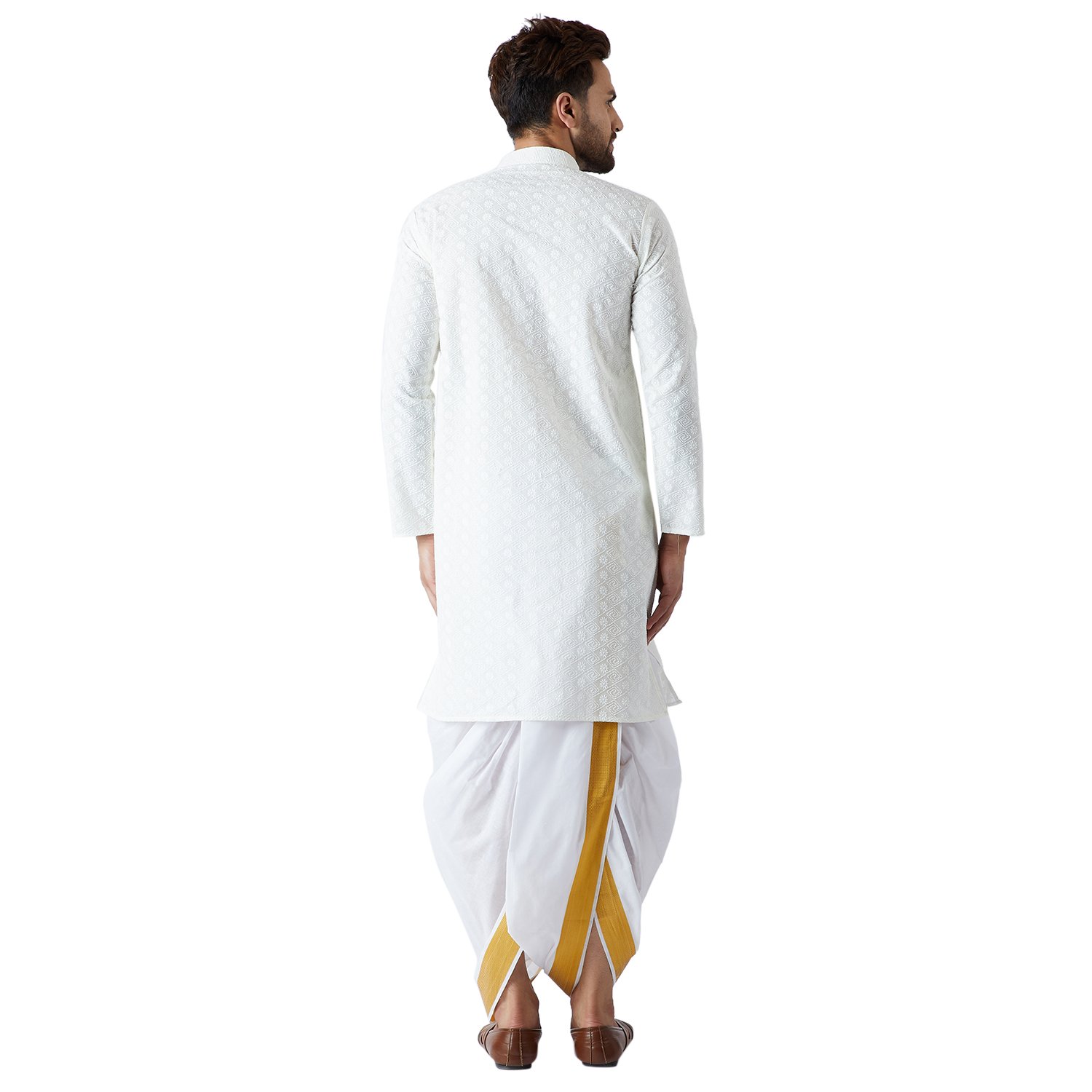 sojanya (since 1958), men's pure chicken cotton kurta dhoti combo