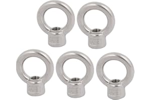uxcell Lifting Eye Nut M8 Female Thread 39mm Height 304 Stainless Steel Round Shape for Rope Fitting Pack of 5