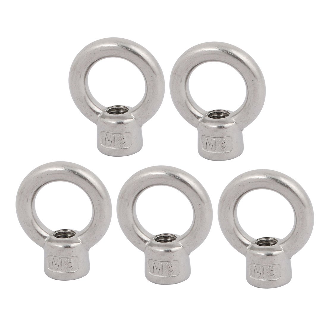 sourcingmap Lifting Eye Nut M8 Female Thread 39mm Height 304 Stainless Steel Round Shape for Rope Fitting Pack of 5