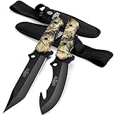 Mossy Oak 2-Piece Hunting Knives Gut Hook Set with Sheath Fixed Blade Stainless Steel Blades