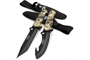 Mossy Oak 2-Piece Hunting Knives Gut Hook Set with Sheath Fixed Blade Stainless Steel Blades