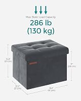 SONGMICS Storage Ottoman Foldable Foot Rest 31x41 cm Slate Grey LSF200G51 view 6