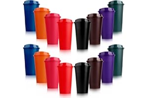 LEMICIN 16 Pack Reusable Coffee Cups with Lids 16 Oz Removable Hot Drinks Travel Mugs with Lids Cold Drinks Coffee Mugs Travel Mugs for Offices Home Parties Adults Children (Colorful)