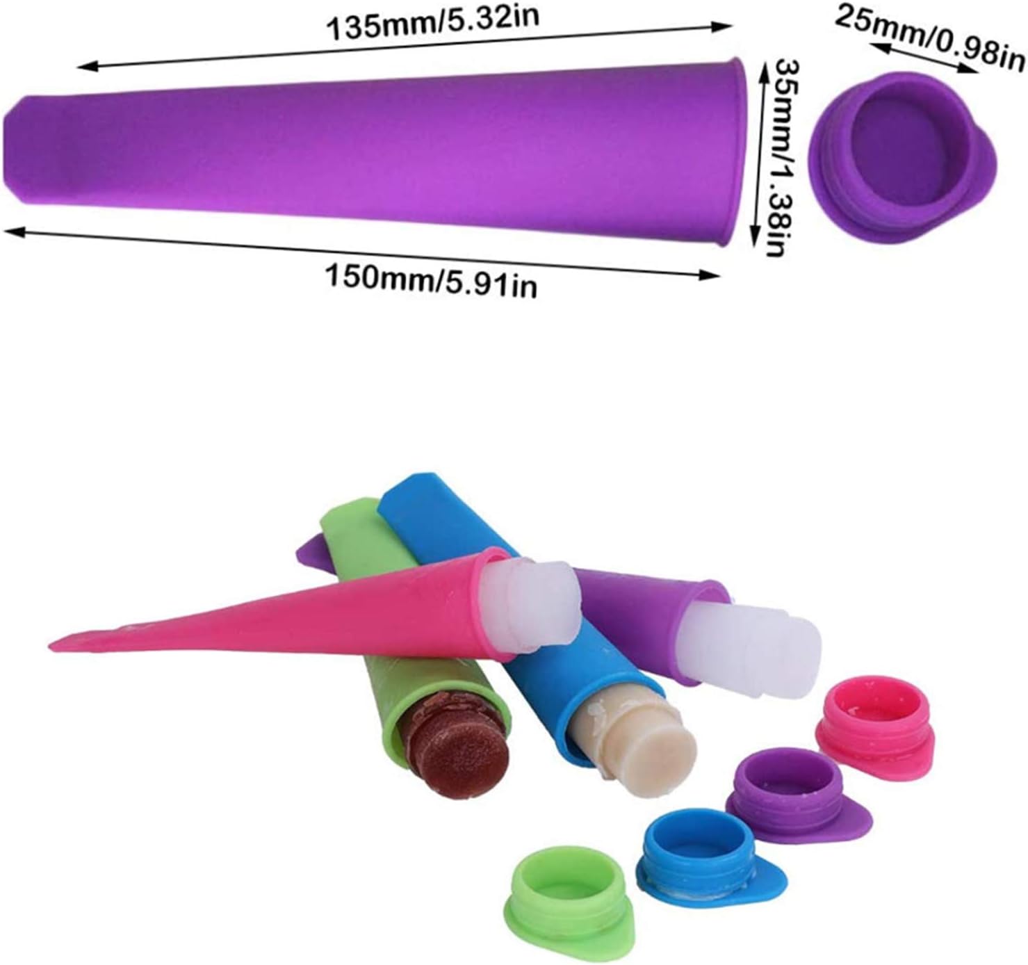 Ice Pop Molds for Kids, Leakproof Silicone Ice Popsicle Molds with Lids, DIY Reusable Ice Lolly Moulds Ice Pop Molds Popsicle Maker for Homemade Popsicle, Multi Colors - Set of 6: Kitchen & Dining