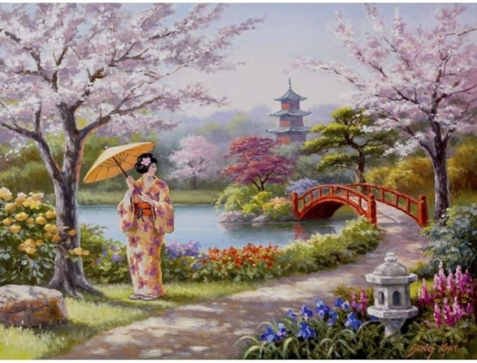 YUXAN Peinture de Diamant Bricolage 5D Paysage de Broderie mosa&iuml;que Fille Japonaise Maison Photo de Strass, 20x30cm