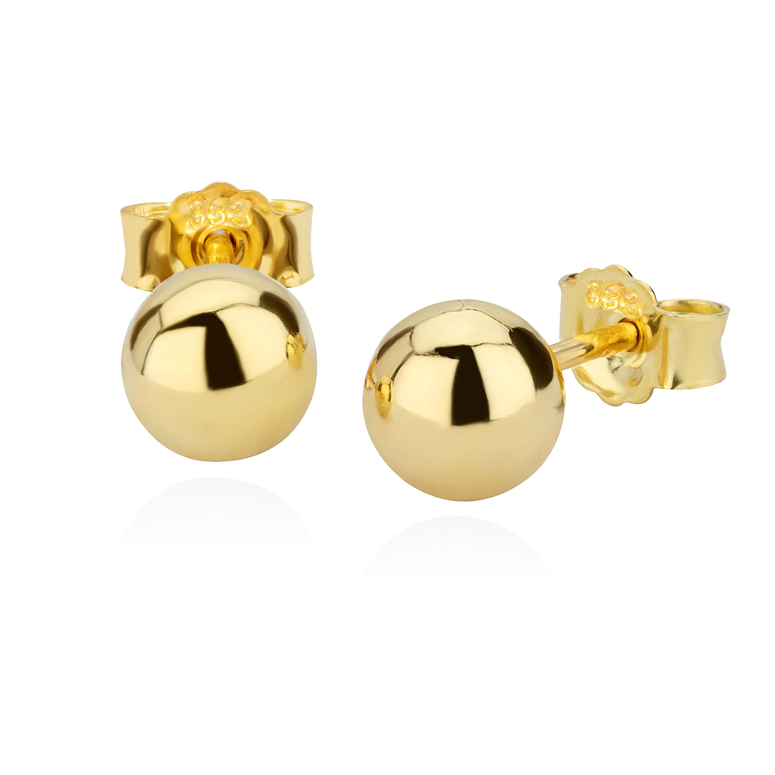 NKlaus pair of 6mm ball stud earrings gold yellow gold shiny ladies stud earrings 9064