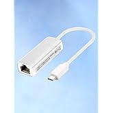 USB C to Ethernet Adapter, Type-C to RJ45 LAN Port, Aluminum Portable, 100Mbps Wired Internet, Plug & Play for MacBook Pad Pro/Air 2018+, XPS, Surface, Gaming, Home Office, Travel, Stable Connection