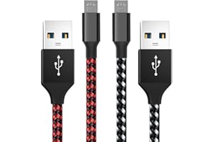ZOMTOP PS4 Controller Charger Cable 10ft 2 Pack Nylon Braided Extra Long Micro USB 2.0 High Speed Data Sync Cord Compatible for Playstaion 4, PS4 Slim/Pro, Xbox One S/X, Android Phones (Red&White)
