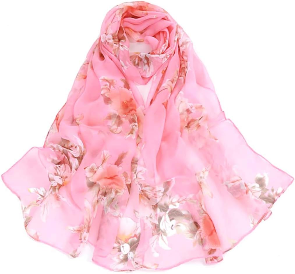 Print Silk Feeling Scarf Fashion Scarves Lightweight Shawl Scarf Sunscreen Shawls for Womens