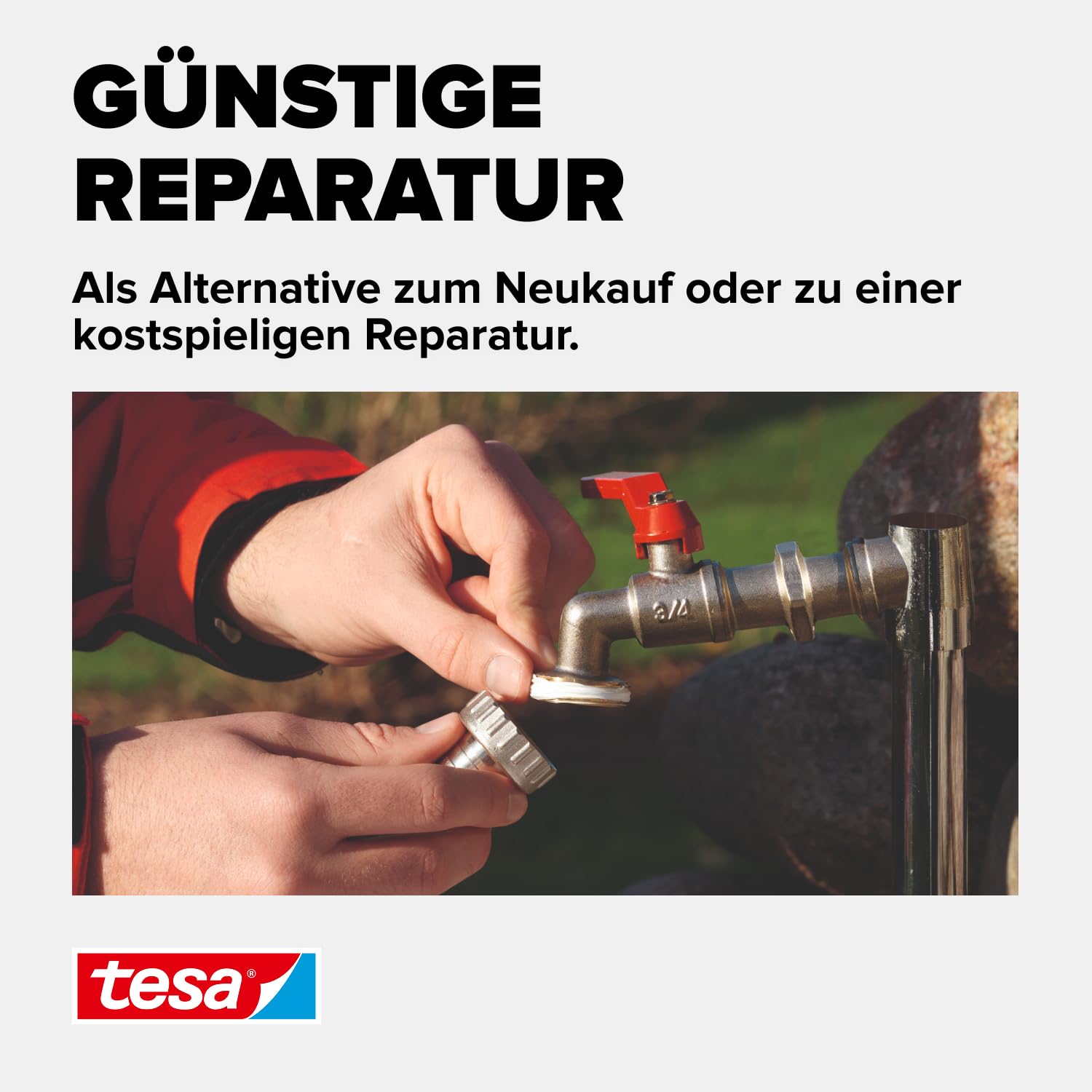 tesa Dichtungsband StopWater, wasserfestes Abdichten, Druckbeständigkeit bis zu 6 bar, einfache Anwendung, 12m x 12mm, weiss 4