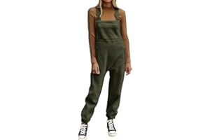 Ebifin Women's Fleece Warm Overalls Winter Loose Casual Jumpsuits with Pockets