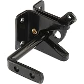Hardware Essentials Gate Latch, Out-Swinging, 1 Count, Black | Steel with plated finish, angled bar for left or right hand outswing gates, works with spring hinges and accepts padlock