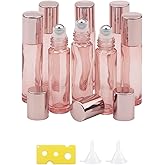 Newzoll 8 Pcs Roller Bottles Set, 10 ml (1/3 oz) Roller Bottles with Funnels & Opener, Glass Roll-on Bottles Vials for Perfum