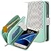 Galaxy S7 Edge Case, E LV Galaxy S7 Edge - 2IN1 (CASE CUM PURSE) PU Leather flip Wallet Bag Pouch Case Cover For Samsung Galaxy S7 Edge - [ZIGZAG/MINT]