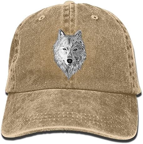 Big Wolf Head Denim Baseball Caps Hat Adjustable Cotton Sport Strap Cap For Men Women