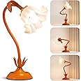 WERFOP Vintage Flower Table Lamp,‎ LED Reading Lamp Cute Flower Bedside Night Light 3 Color Modes Gooseneck Desk Lamp Kawaii Decor for Living Room Bedroom Home (Orange)