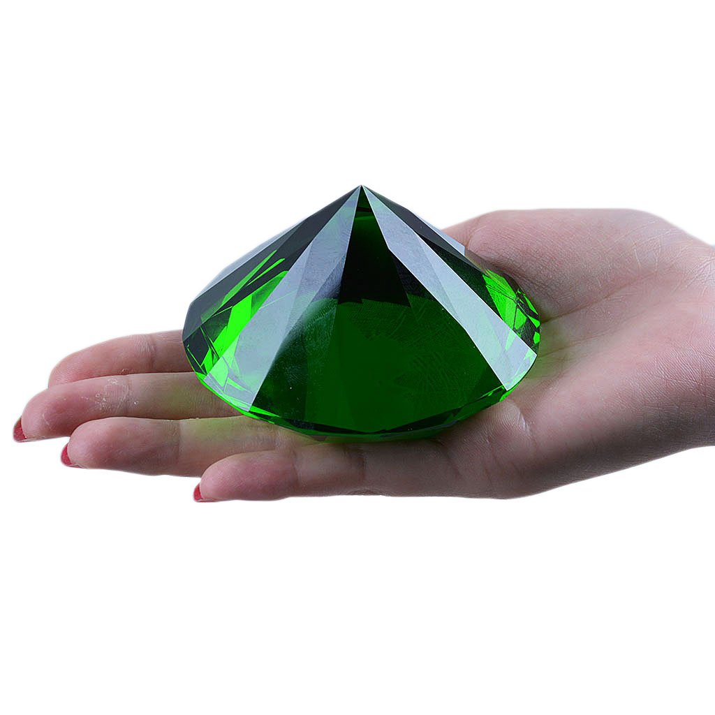 LONGWIN 80mm(3.1 inch) Crystal Diamond Paperweight Ornament Home Venue Decorations Solid Color Green