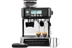 CASABREWS Espresso Machine with Grinder, Professional Cappuccino Latte Machine with Powerful Milk Frother Steam Wand, Barista Espresso Maker with LCD Display, Gifts for Mom, Dad and Family, Black