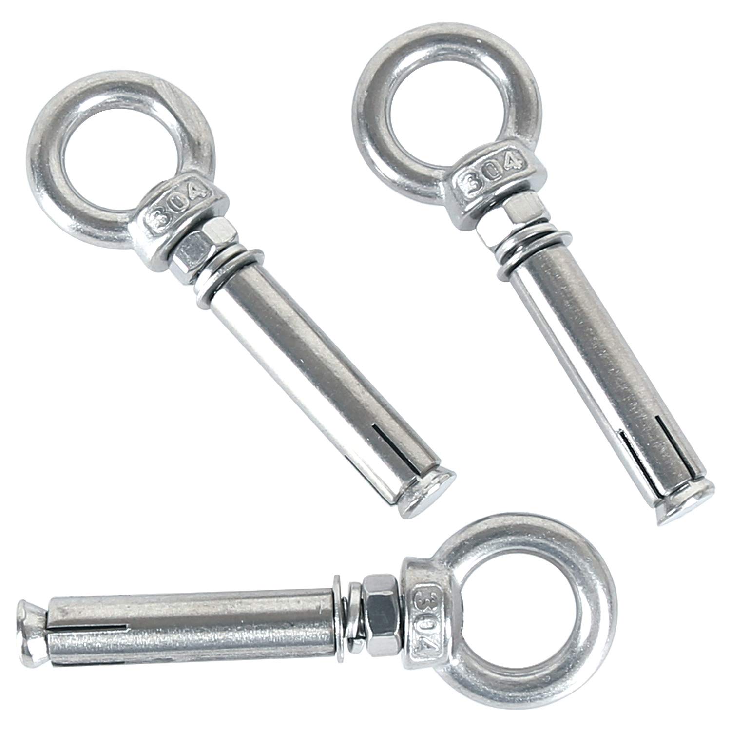 newlng Expansion Bolt M8 x 60mm Anchor Bolt 304 Stainless Steel Expansion Anchor Bolts Eye Bolts Heavy Duty Eyebolt Expansion Screw for Masonry Concrete Wall 5PCS