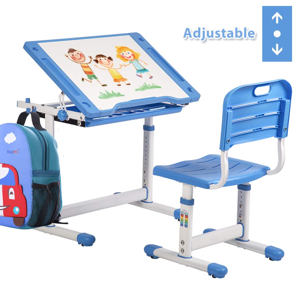 Kids' adjustable height desk with storage picture