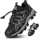 UOVO Boys Trainers Low-Top Waterproof Kids Walking Shoes UK 4 Black Silver view 1