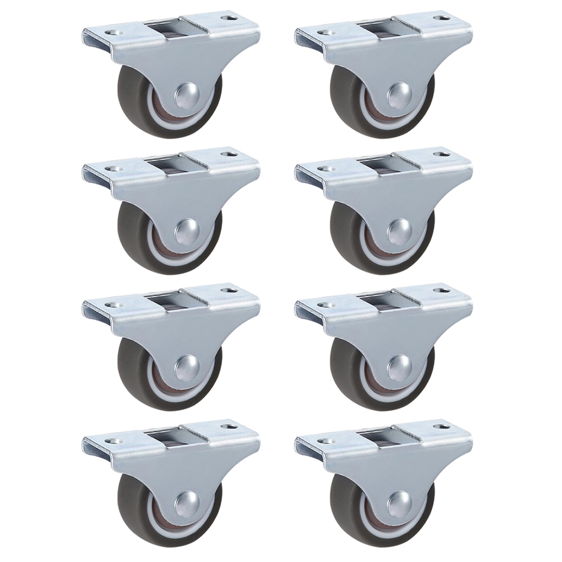LIKERAINY Silent TPR Castors Ø 38 x 17 mm with Plate Fixing Rubber Wheels without Brake Replacement for Mobile Furniture Chest Caster Wheels Loading Capability 80kg Pack of 8 pcs