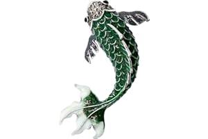 ABJFJE Vintage Colorful Enamel Crystal Pearl Fish Brooch Pin Elegant Cute Rhinestone Animal Statement Brooches Fashion Jewelry Accessories for Men Women Girl Gift