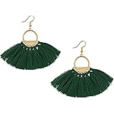 Suyi Women Tassel Earrings Bohemia Fan Shape Thread Tassel Statement Drop Dangle Earrings for Girl Lady