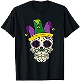 Funny Sugar Skull Mardi Gras Party Apparel Men Women Kids T-Shirt