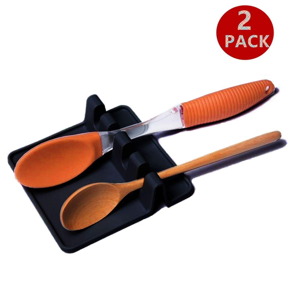 Kitchen Utensil Rest Spoon Holder Space Saving 2 Pack Spoon Rests