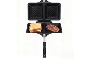 LICAEVEY Grilled Sandwich Maker,Stove Top Panini Press Pan with Non Stick Plates, Double Sided Hot Toasted Sandwich Maker Bre