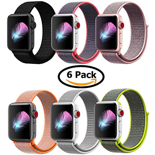 Yunsea For Apple Watch Band, New Nylon Sport Loop, with Hook and Loop Fastener, Adjustable Closure Wrist Strap, Replacement Band for iwatch, 38mm, 6 pack - Thumbnail 7