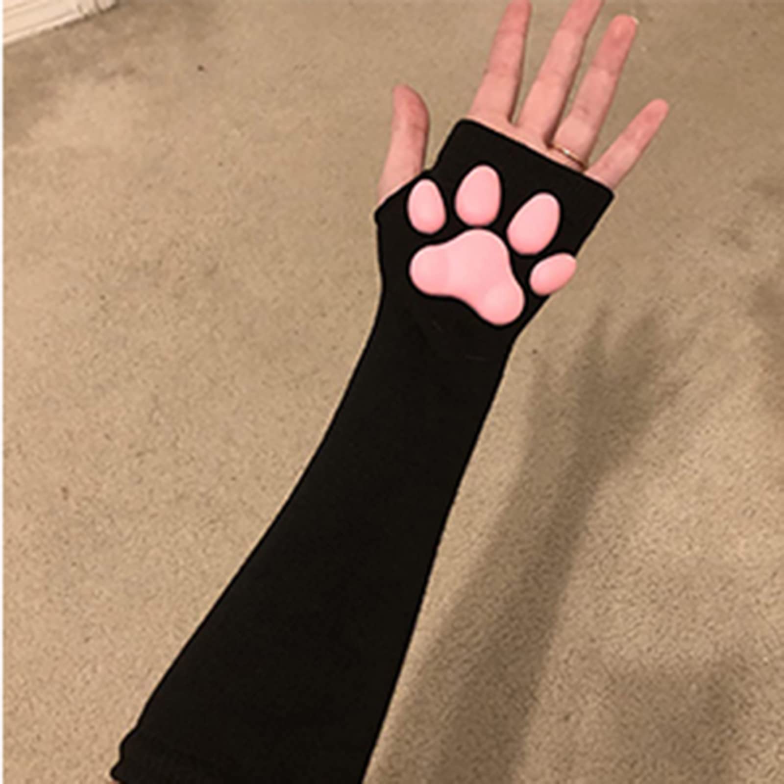 SIROLISA Cat Paw Gloves Mittens with Cat Ears Mask Cute Cat Paw Toe Beans Socks for Women Girls Halloween Cat Cosplay