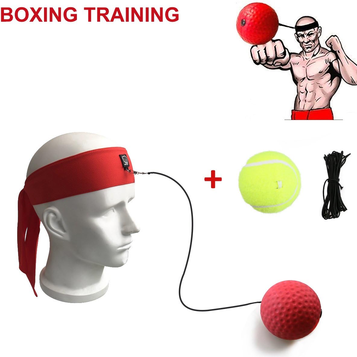 Boxing Reflex Ball Stress Relief Training Fight Ball with Elastic and Headband Focus Ball Improve Reaction and Speed