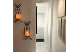AIMTOHOME Wall Sconce Black Wall-Mount Metal Iron Wall Candle Sconce Holder Hanging Art Home Decoration Wall Mounted Decorative Candle Holder, Set of 2