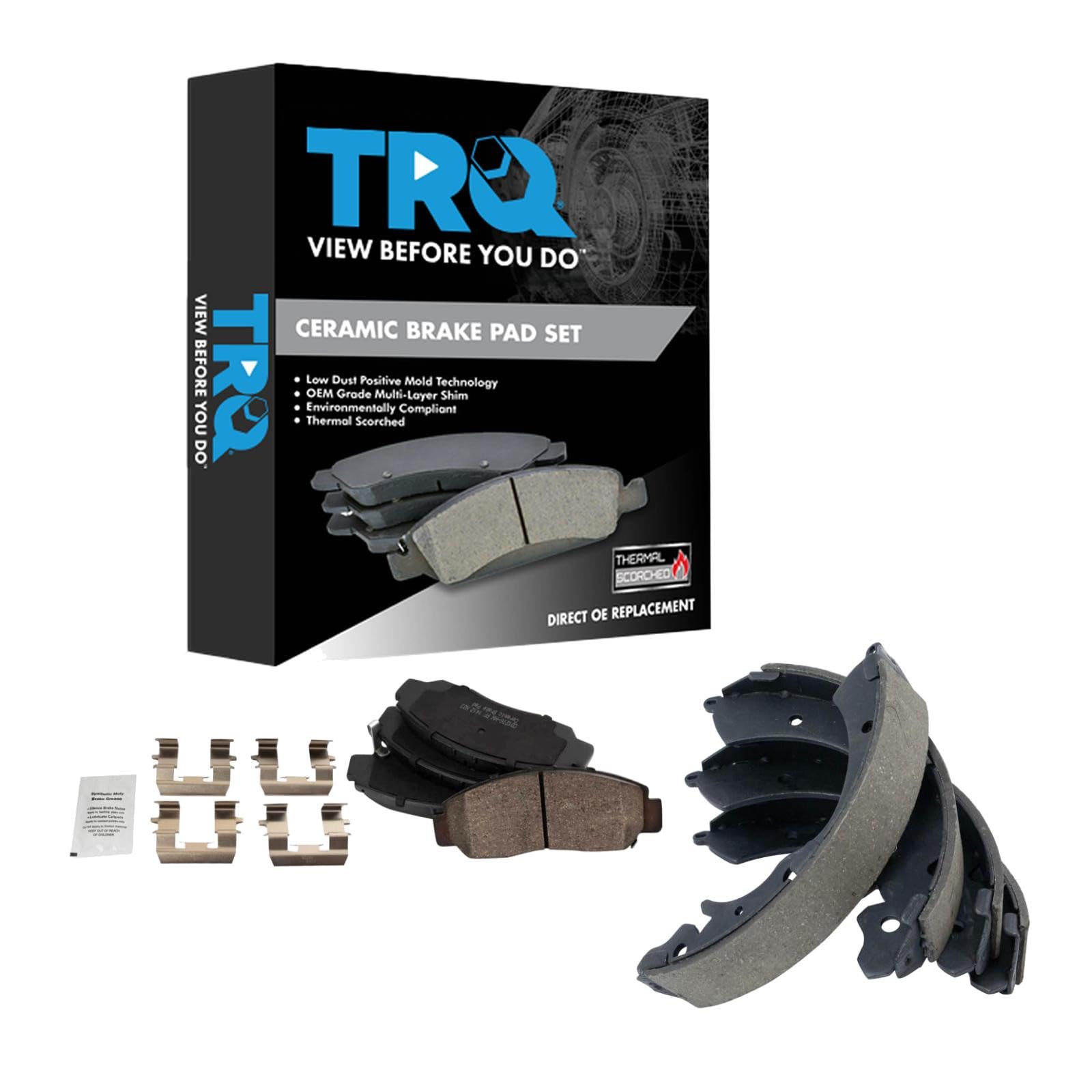 TRQ Front and Rear Brake Pads Ceramic Hardware Compatible with 2003-2007 Honda Accord 2006-2010 Civic Image
