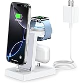 30W Fast Charging Station for Apple Devices - ADADPU 3 in 1 USB C Charger Stand for iPhone 17 16 15 Pro Max Plus & AirPods 4,Wireless Charger Dock Compatible with Apple Watch Ultra/10/9/8/7/6/5/4/3/SE