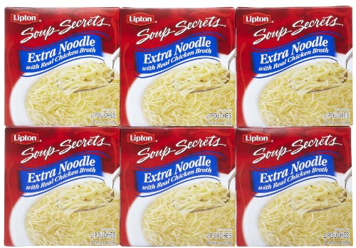 Lipton Soup Secrets Extra Noodle w/Real Chicken Broth, 4.9 oz, 2 ct, 6 pk